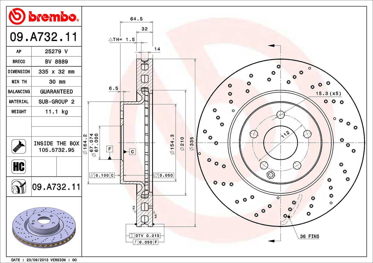 Mercedes Brembo Disc Brake Rotor - Front (335mm) 221421171207